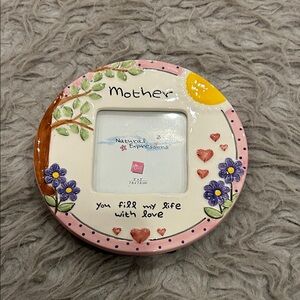 NWOT Russ Ceramic Vintage Mother Picture Frame with Heart and‎ Floral Accents
